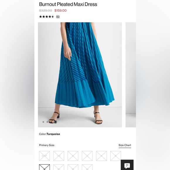 Club Monaco Burnout Pleated Maxi Dress in turquoise women’s size 8 - Picture 6 of 13